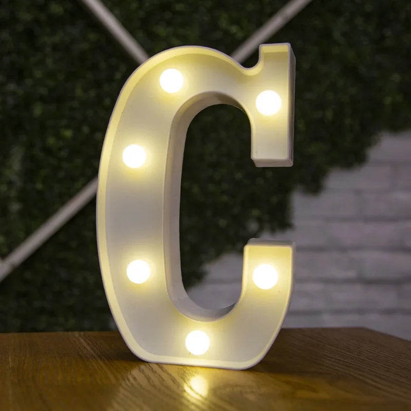 Alphabet Letter LED Lights Luminous Number Lamp Battery Warm Night Light for home Wedding Birthday Christmas party Decoration
