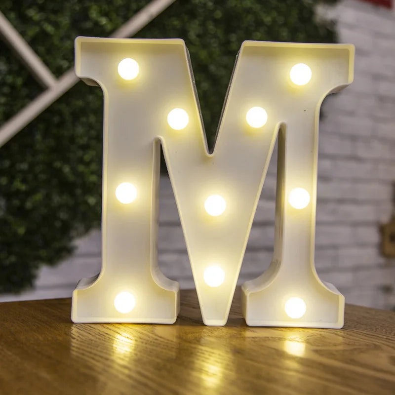 Alphabet Letter LED Lights Luminous Number Lamp Battery Warm Night Light for home Wedding Birthday Christmas party Decoration