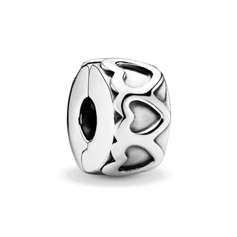 New Classic Shiny Love Stars Clip Beads Pendant Fit Original Pandora Bracelet DIY Jewelry Clasp Charm 925 Sterling Silver plated