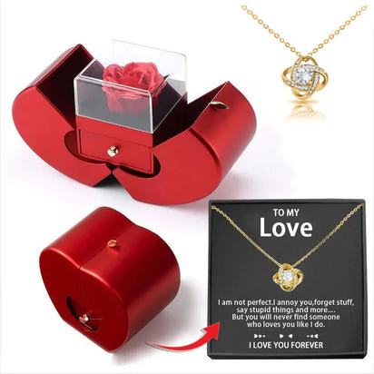 Dropshipping Christmas Gift Red Apple Jewelry Box Necklace Eternal Rose for Girl Mother's Day New Year Valentine's Day Gifts