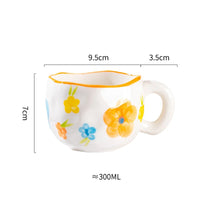 300ML Creative Hand Pinched Irregular Flower Ceramic mug Handmade Coffee Cup Breakfast Milk Afternoon tea cups Korean Style Mugs