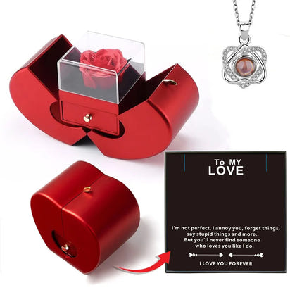 Dropshipping Christmas Gift Red Apple Jewelry Box Necklace Eternal Rose for Girl Mother's Day New Year Valentine's Day Gifts
