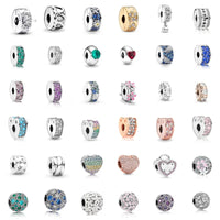 New Classic Shiny Love Stars Clip Beads Pendant Fit Original Pandora Bracelet DIY Jewelry Clasp Charm 925 Sterling Silver plated