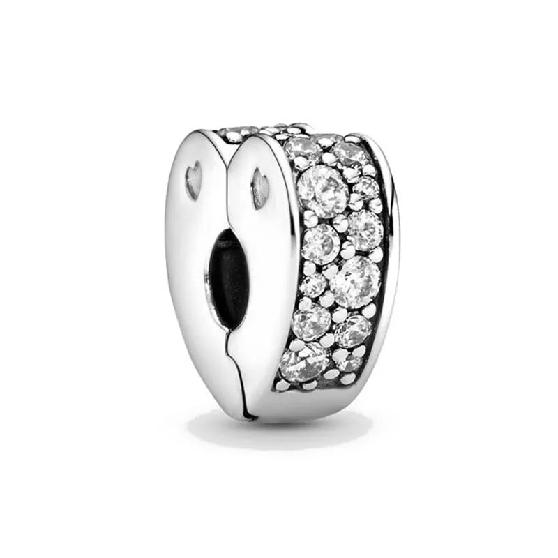 New Classic Shiny Love Stars Clip Beads Pendant Fit Original Pandora Bracelet DIY Jewelry Clasp Charm 925 Sterling Silver plated