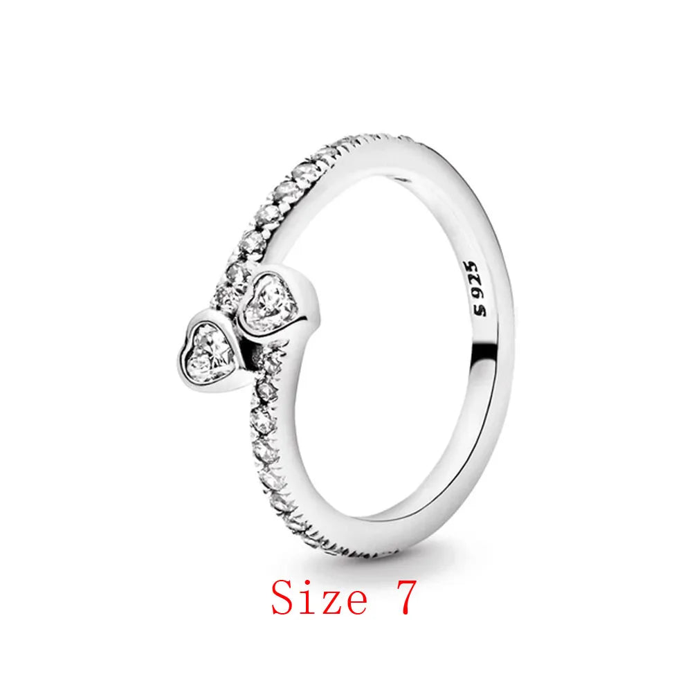 White Series Clear Stone Heart Clip Charm Fit Original 925 Sterling Silver Plated Bracelet Beads DIY Women Jewelry Gift Making