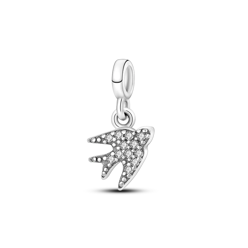 925 Silver Color Star Moon Heart Safety Chain CZ Beads Angle Wing Pendant Fit Bangle Charms Bracelet DIY Women Original Jewelry