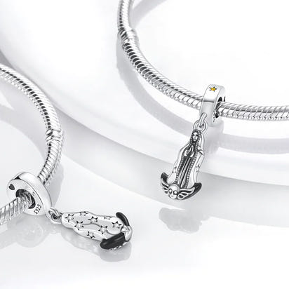 925 Silver Color Star Moon Heart Safety Chain CZ Beads Angle Wing Pendant Fit Bangle Charms Bracelet DIY Women Original Jewelry