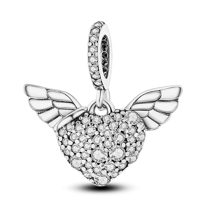 925 Silver Color Star Moon Heart Safety Chain CZ Beads Angle Wing Pendant Fit Bangle Charms Bracelet DIY Women Original Jewelry