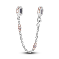 925 Silver Color Star Moon Heart Safety Chain CZ Beads Angle Wing Pendant Fit Bangle Charms Bracelet DIY Women Original Jewelry