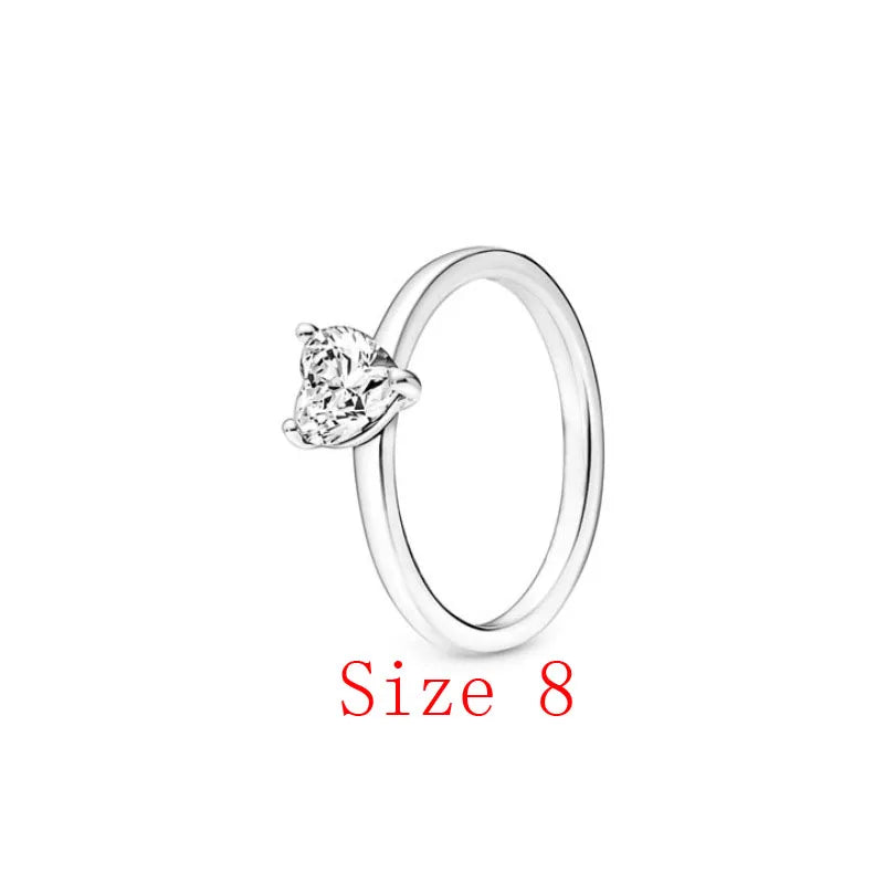 White Series Clear Stone Heart Clip Charm Fit Original 925 Sterling Silver Plated Bracelet Beads DIY Women Jewelry Gift Making