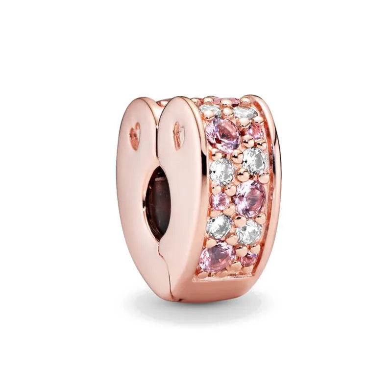 New Classic Shiny Love Stars Clip Beads Pendant Fit Original Pandora Bracelet DIY Jewelry Clasp Charm 925 Sterling Silver plated