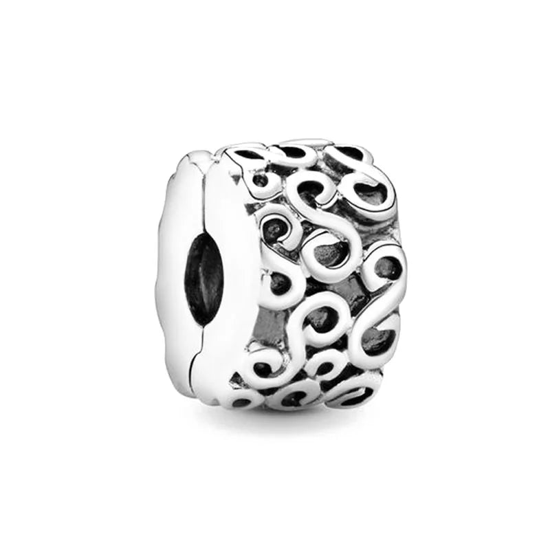 New Classic Shiny Love Stars Clip Beads Pendant Fit Original Pandora Bracelet DIY Jewelry Clasp Charm 925 Sterling Silver plated