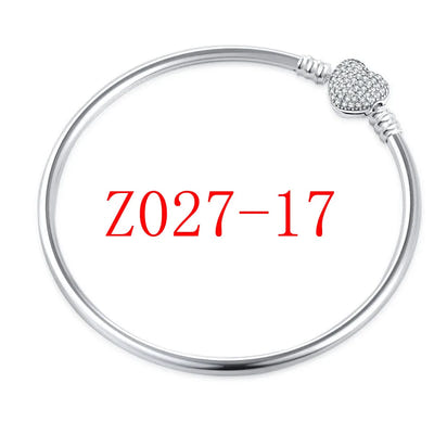 White Series Clear Stone Heart Clip Charm Fit Original 925 Sterling Silver Plated Bracelet Beads DIY Women Jewelry Gift Making