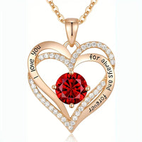 Luxury Red Zircon Pendant Necklaces With Rose Flower Gift Box For Girlfriend Women I Love You Gifts 2024 Trendy Wedding Jewelry