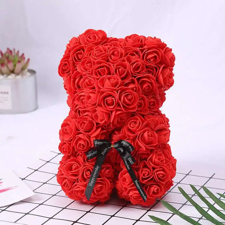 1pc Artificial Rose Bear Flower a Gift for Women Christmas Valentine's Day Birthday Anniversary