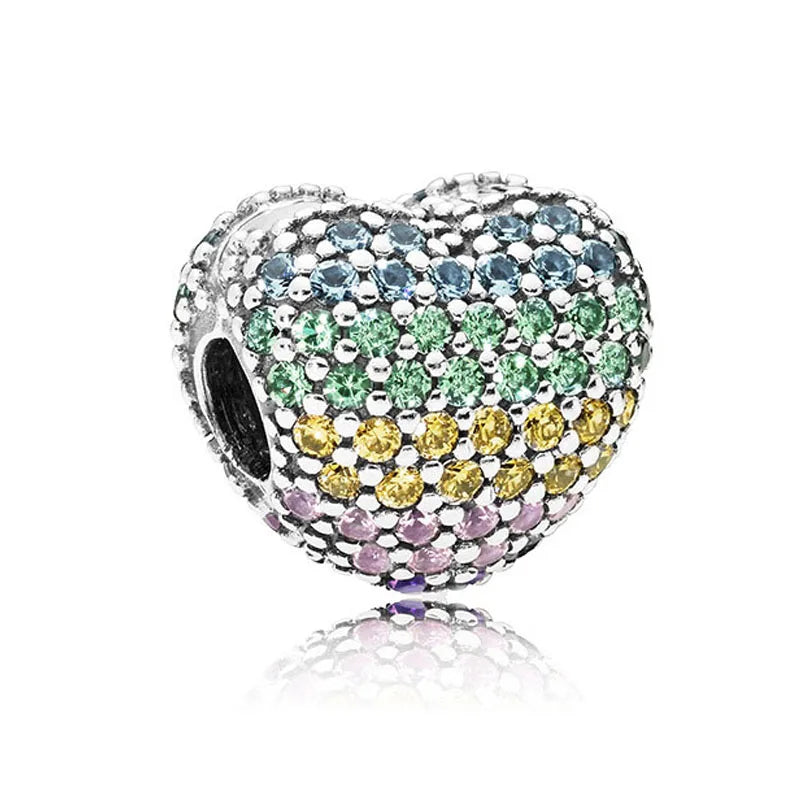 New Classic Shiny Love Stars Clip Beads Pendant Fit Original Pandora Bracelet DIY Jewelry Clasp Charm 925 Sterling Silver plated