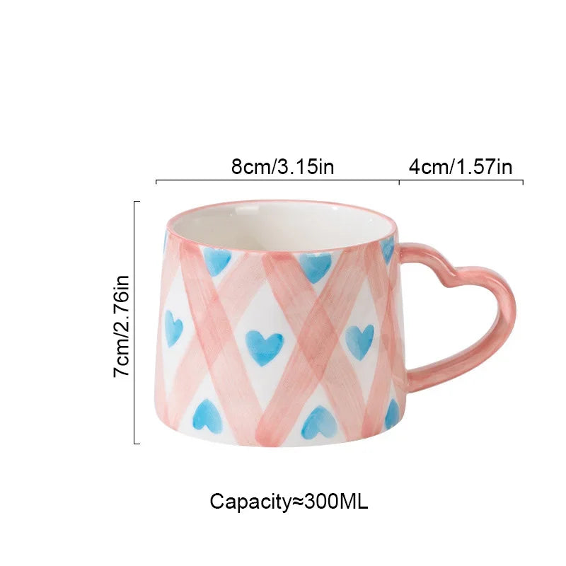 300ml Cute Ceramic Mug Creative Hand Made Coffee Cup Couples Cup Breakfast Milk Tea Mug Mother's Day Gift Wedding Gift