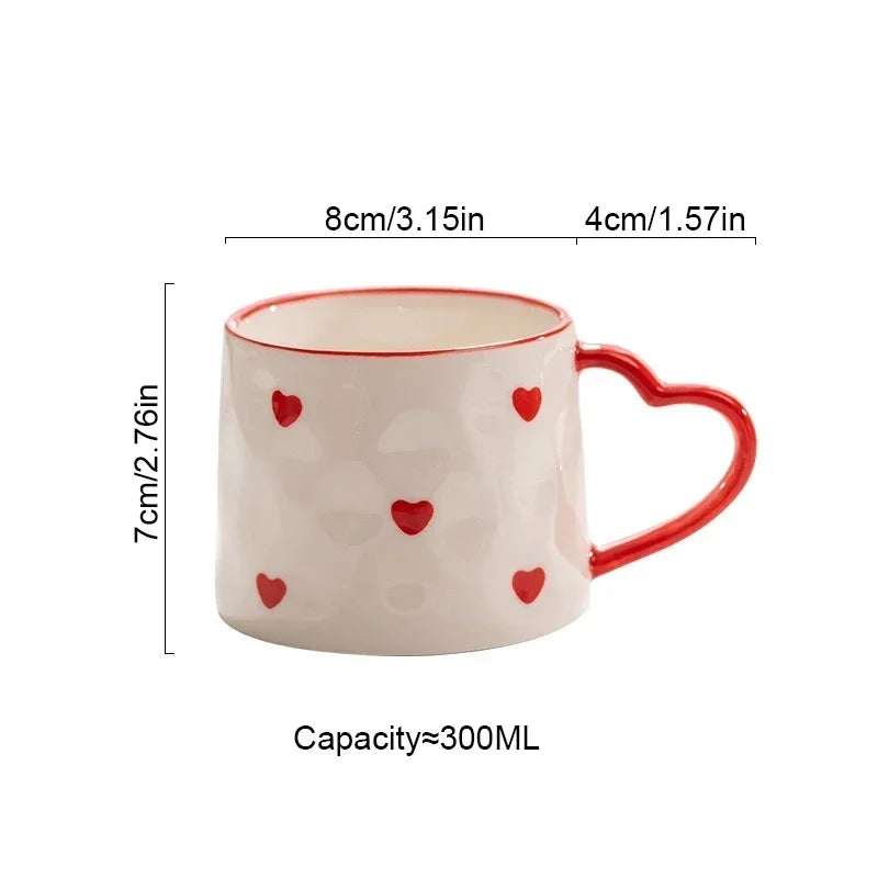 300ml Cute Ceramic Mug Creative Hand Made Coffee Cup Couples Cup Breakfast Milk Tea Mug Mother's Day Gift Wedding Gift